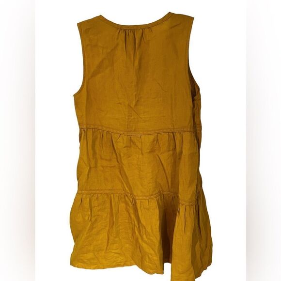 Rachel Zoe Linen Mustard Yellow Tiered Sleeveless Dress - Picture 4 of 4